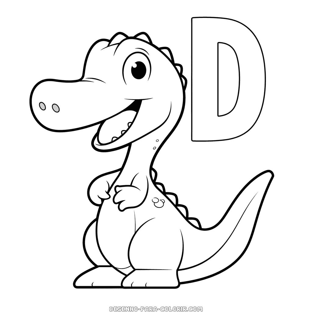 Desenho de d de dinossauro para colorir