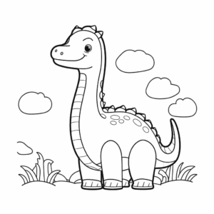 Desenho de dinossauro braquiossauro macio para colorir