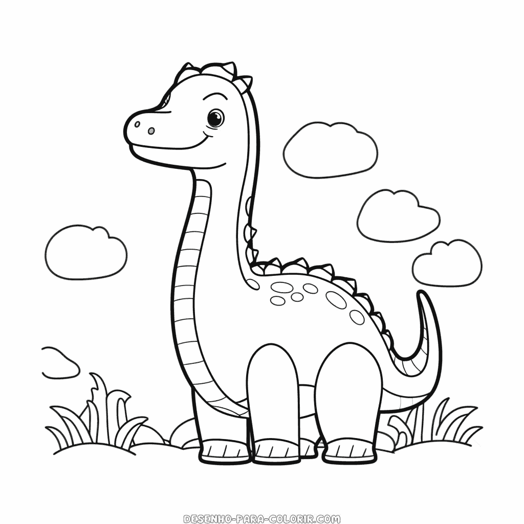 Desenho de dinossauro braquiossauro macio para colorir
