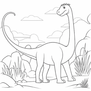 Desenho de dinossauro braquiossauro para colorir