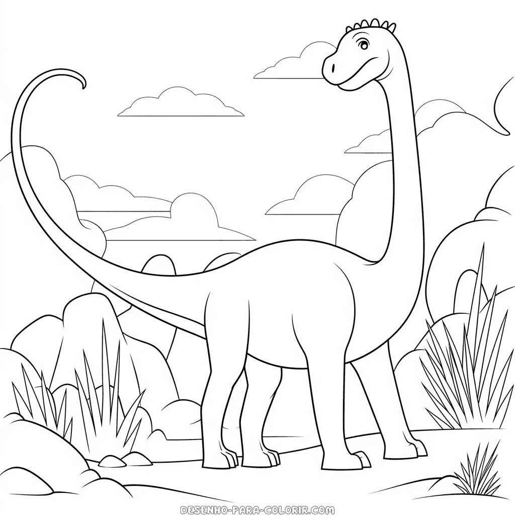 Desenho de dinossauro braquiossauro para colorir
