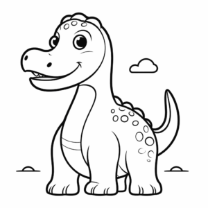 Desenho de dinossauro brontossauro fofo para colorir