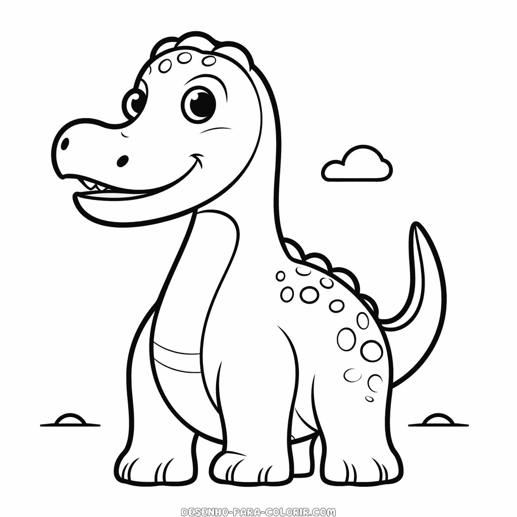 Desenho de dinossauro brontossauro fofo para colorir