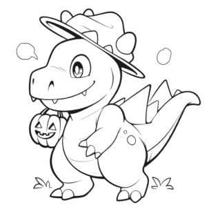 Desenho de dinossauro de halloween para colorir