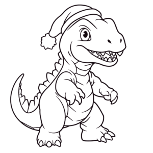 Desenho de dinossauro de natal para colorir