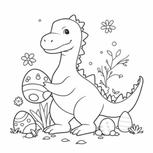 Desenho de dinossauro de páscoa para colorir