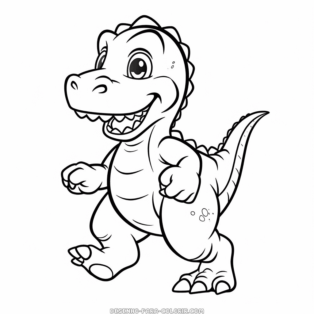 Desenho de dinossauro em desenho animado para colorir