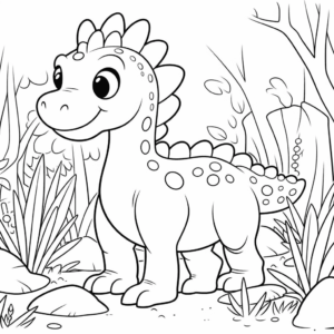 Desenho de dinossauro fácil para colorir