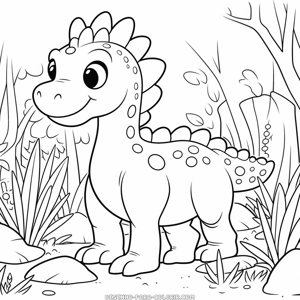 Desenho de dinossauro fácil para colorir