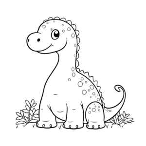Desenho de dinossauro fofo para crianças para colorir