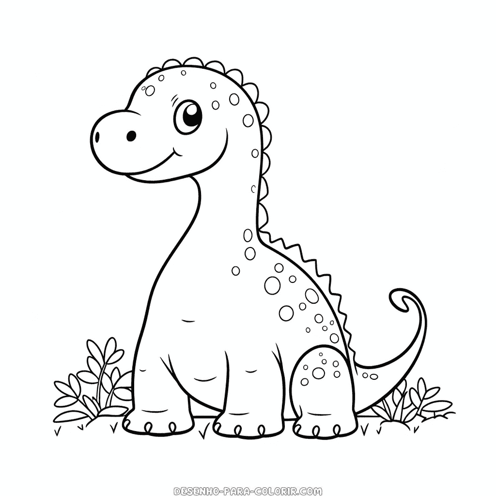 Desenho de dinossauro fofo para crianças para colorir