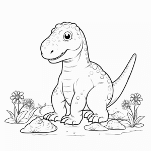 Desenho de dinossauro iguanodonte pastando para colorir