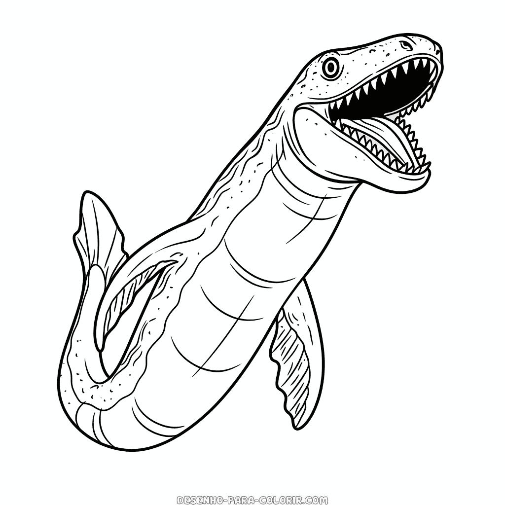 Desenho de dinossauro mosassauro para colorir