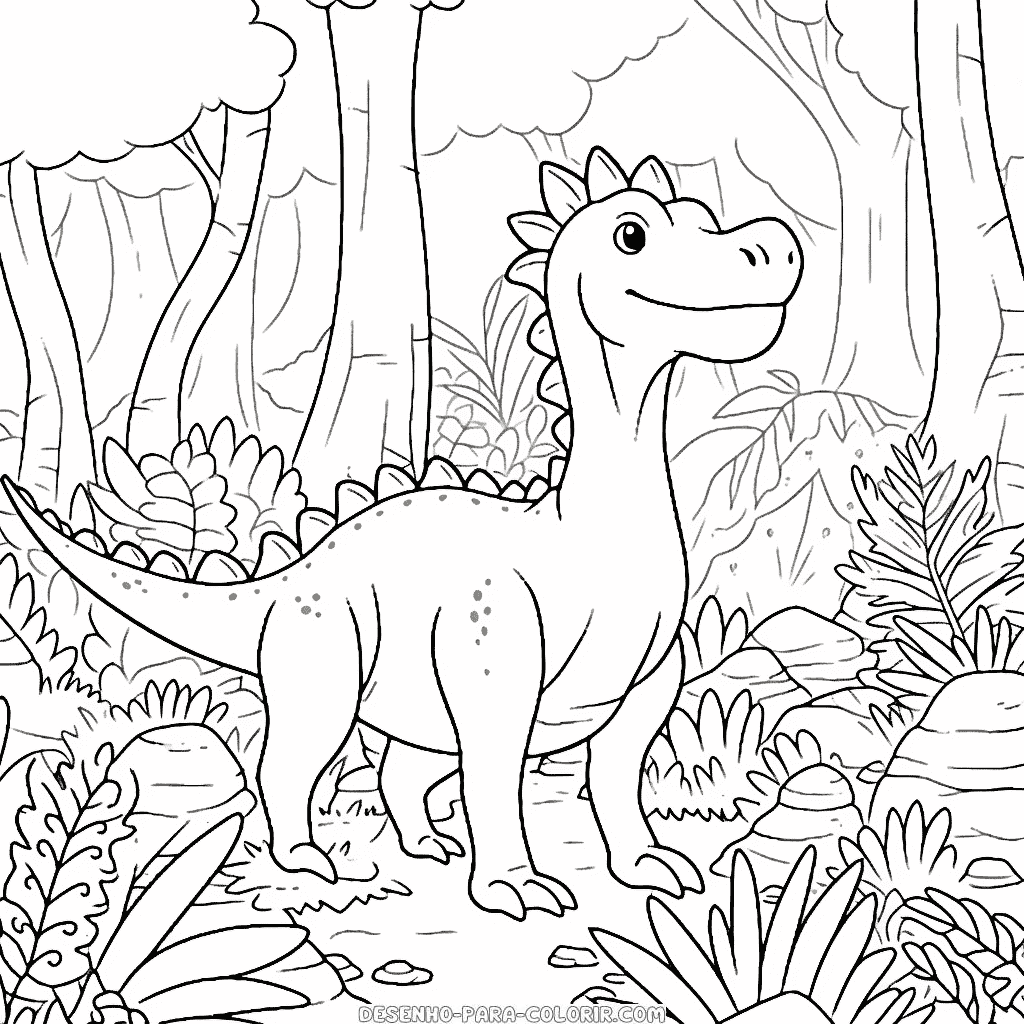 Desenho de dinossauro para impressão para colorir