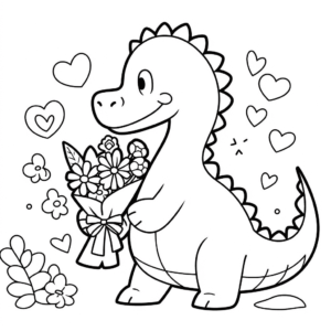 Desenho de dinossauro para o dia das mães para colorir