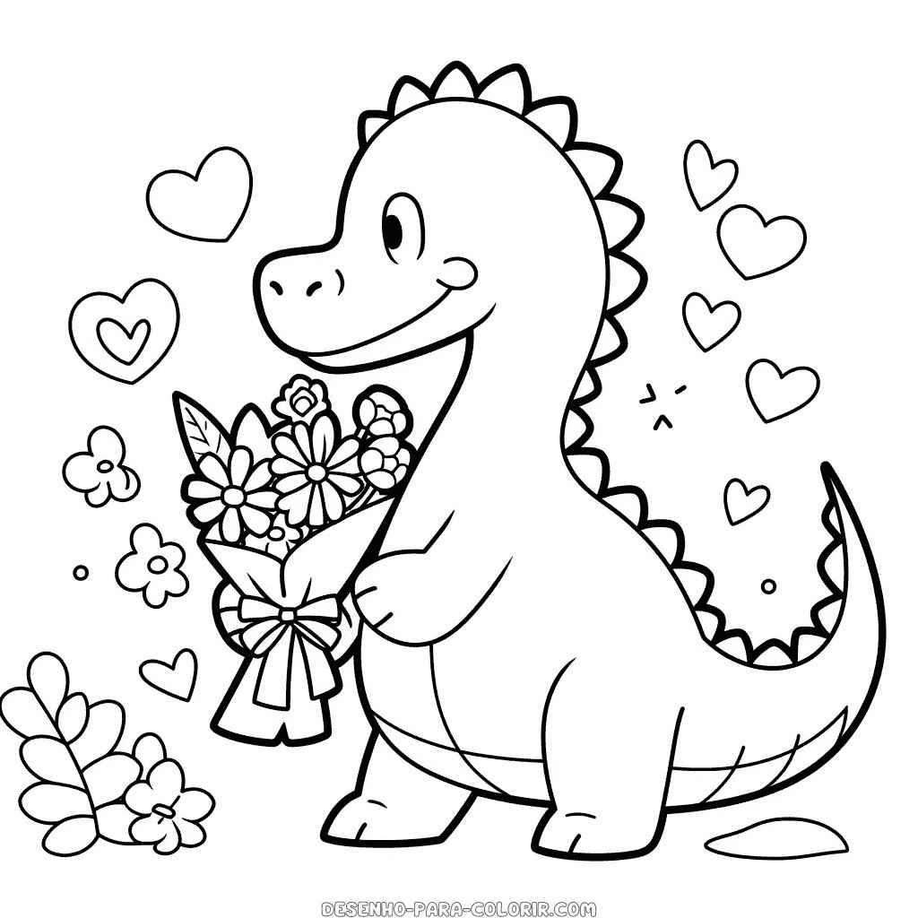 Desenho de dinossauro para o dia das mães para colorir