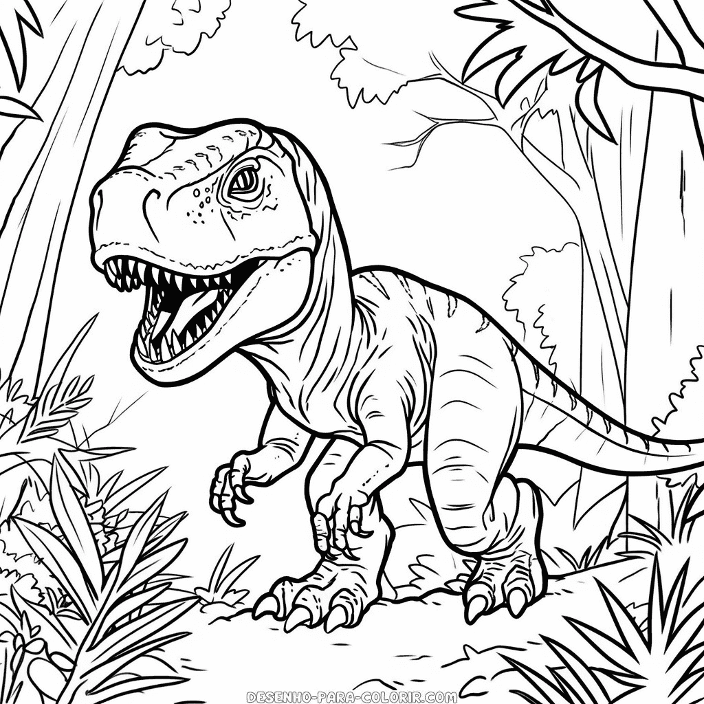 Desenho de dinossauro rex para colorir