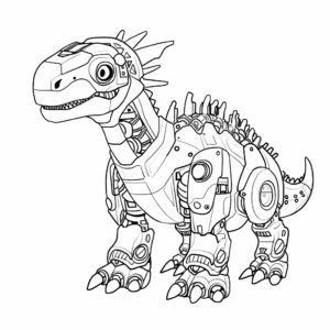 Desenho de dinossauro robô para colorir