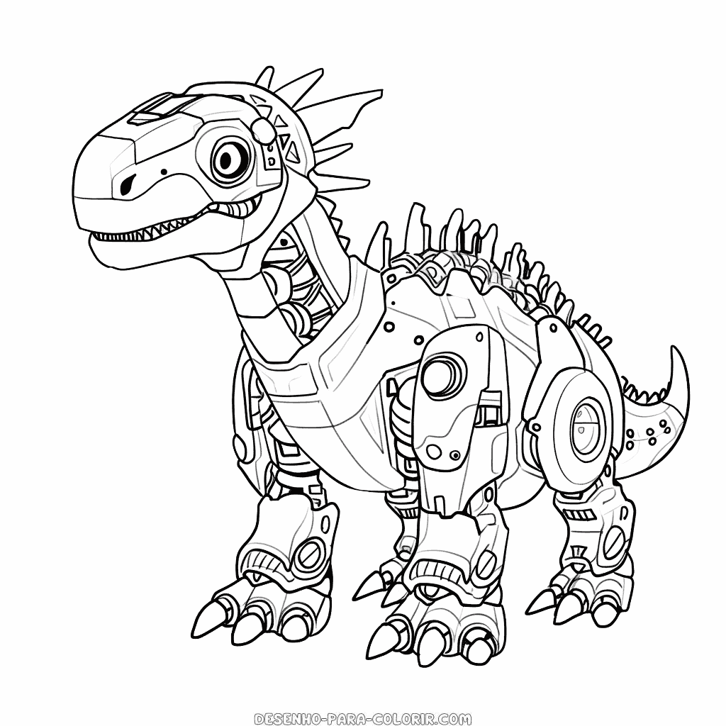 Desenho de dinossauro robô para colorir