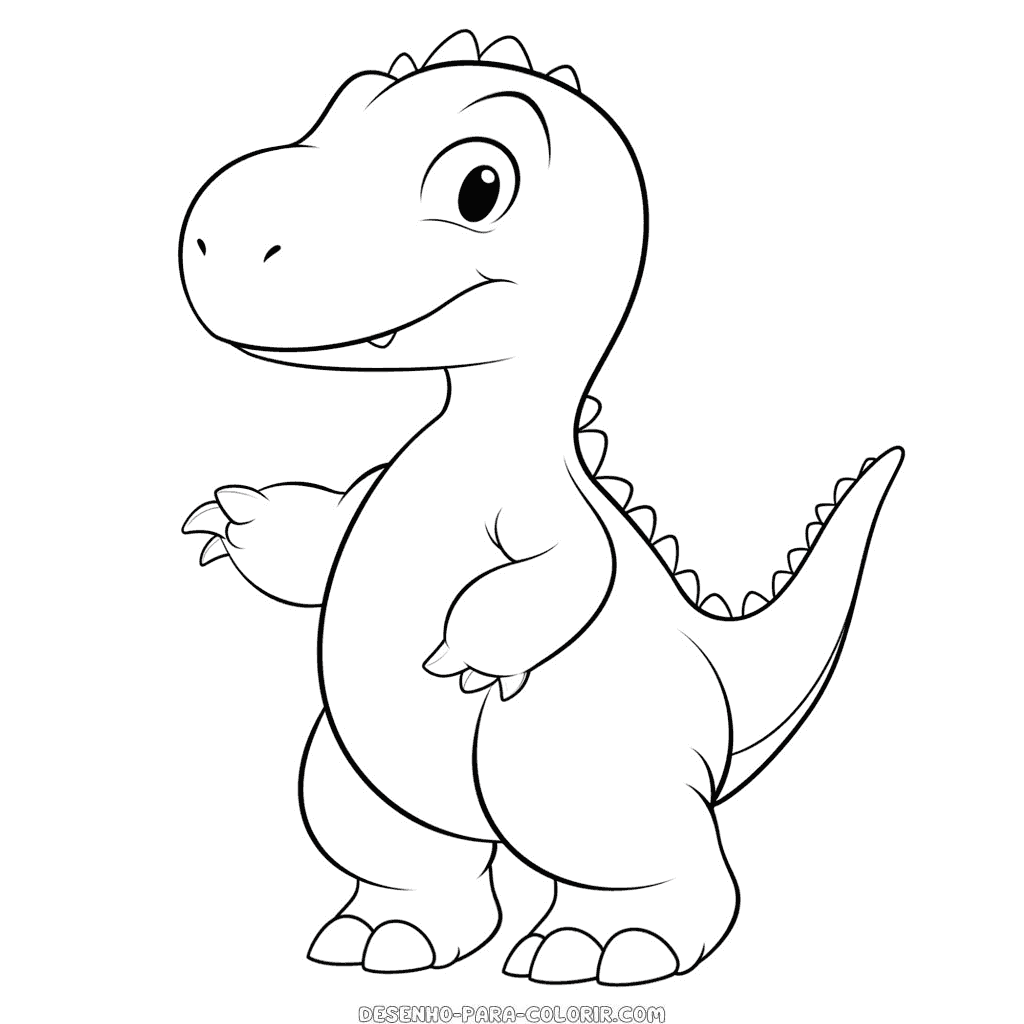 Desenho de dinossauro simples e bonito para colorir