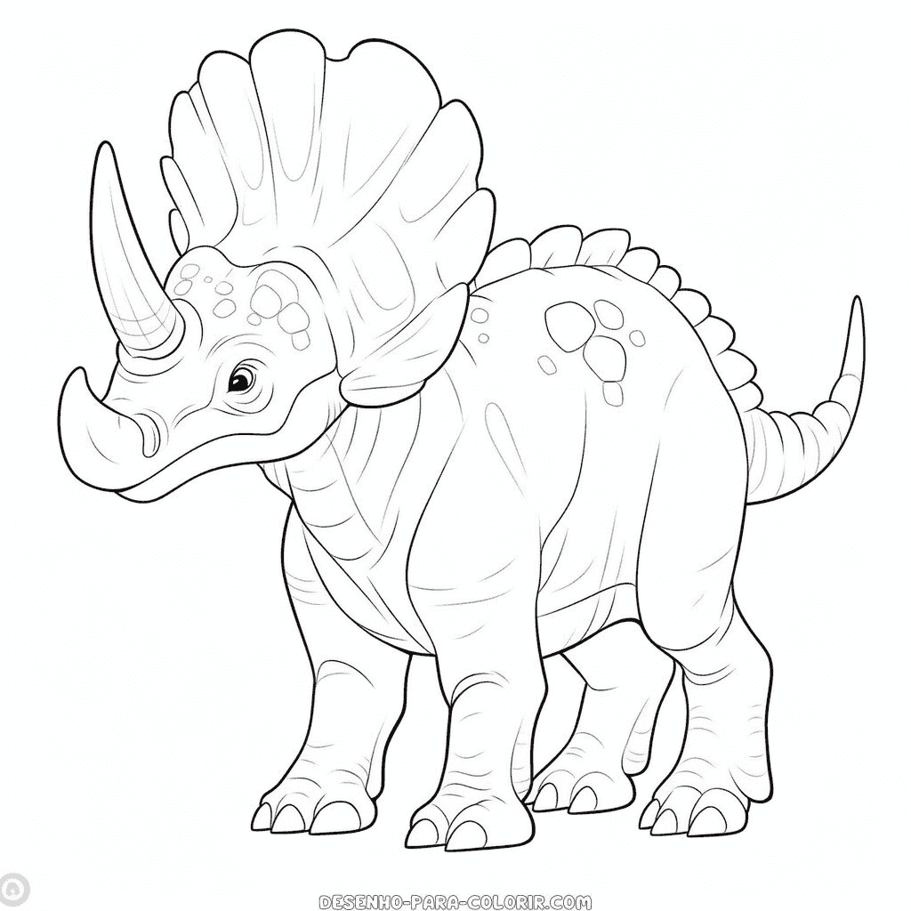 Desenho de dinossauro triceratops para colorir