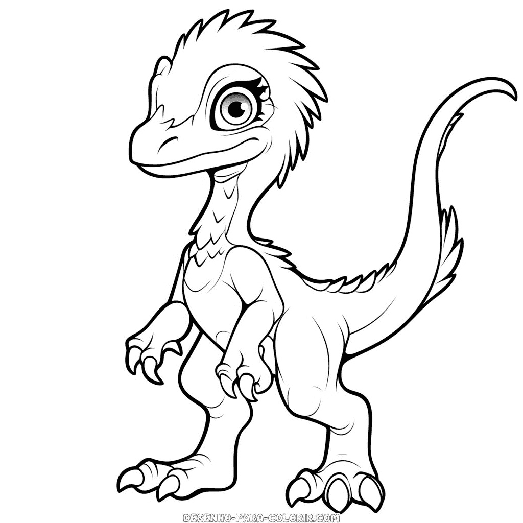 Desenho de dinossauro velociraptor para colorir
