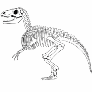 Desenho de esqueleto de dinossauro para colorir