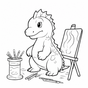 Desenho de exposição de pintura de dinossauros para colorir
