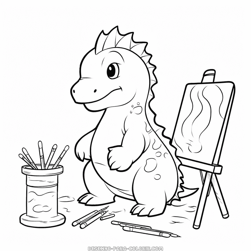 Desenho de exposição de pintura de dinossauros para colorir