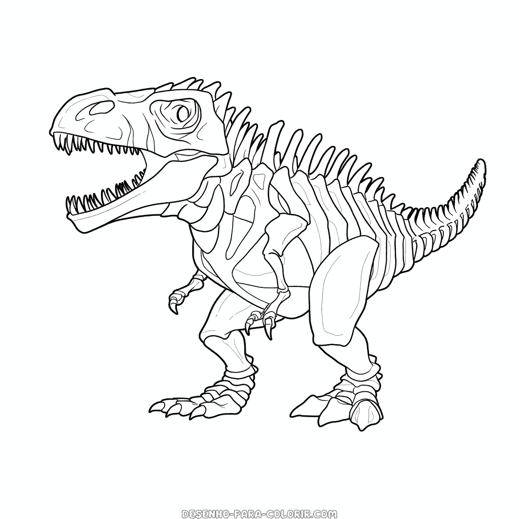 Desenho de fóssil de dinossauro para colorir