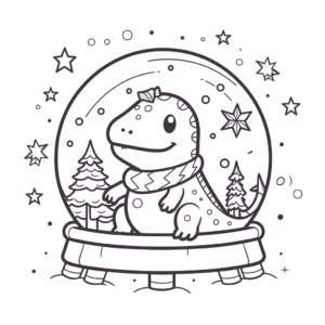 Desenho de globo de neve de dinossauro para colorir