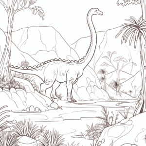 Desenho de habitat de dinossauros para colorir