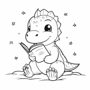 Desenho de leitura de poemas de dinossauros para colorir