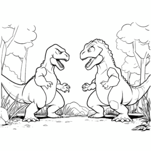 Desenho de luta de dinossauros para colorir