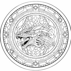 Desenho de mandala de dinossauro para colorir