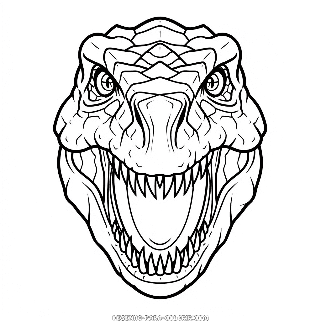Desenho de rosto de dinossauro para colorir