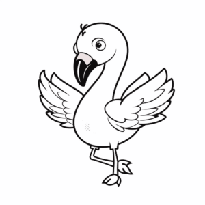 Desenho de flamingo dançante para colorir