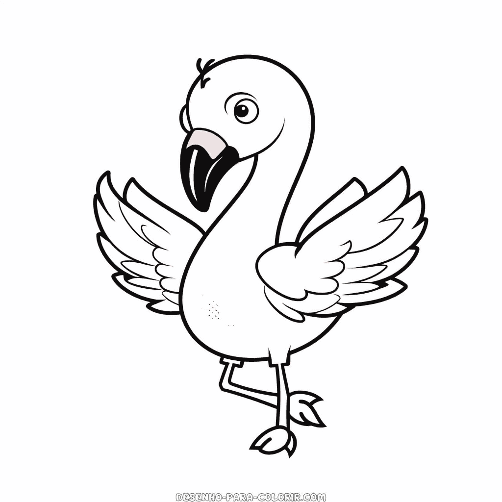 Desenho de flamingo dançante para colorir