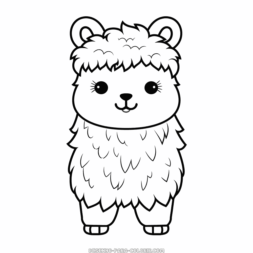 Desenho de lhama fofa para colorir