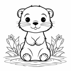 Desenho de lontra fofa para colorir