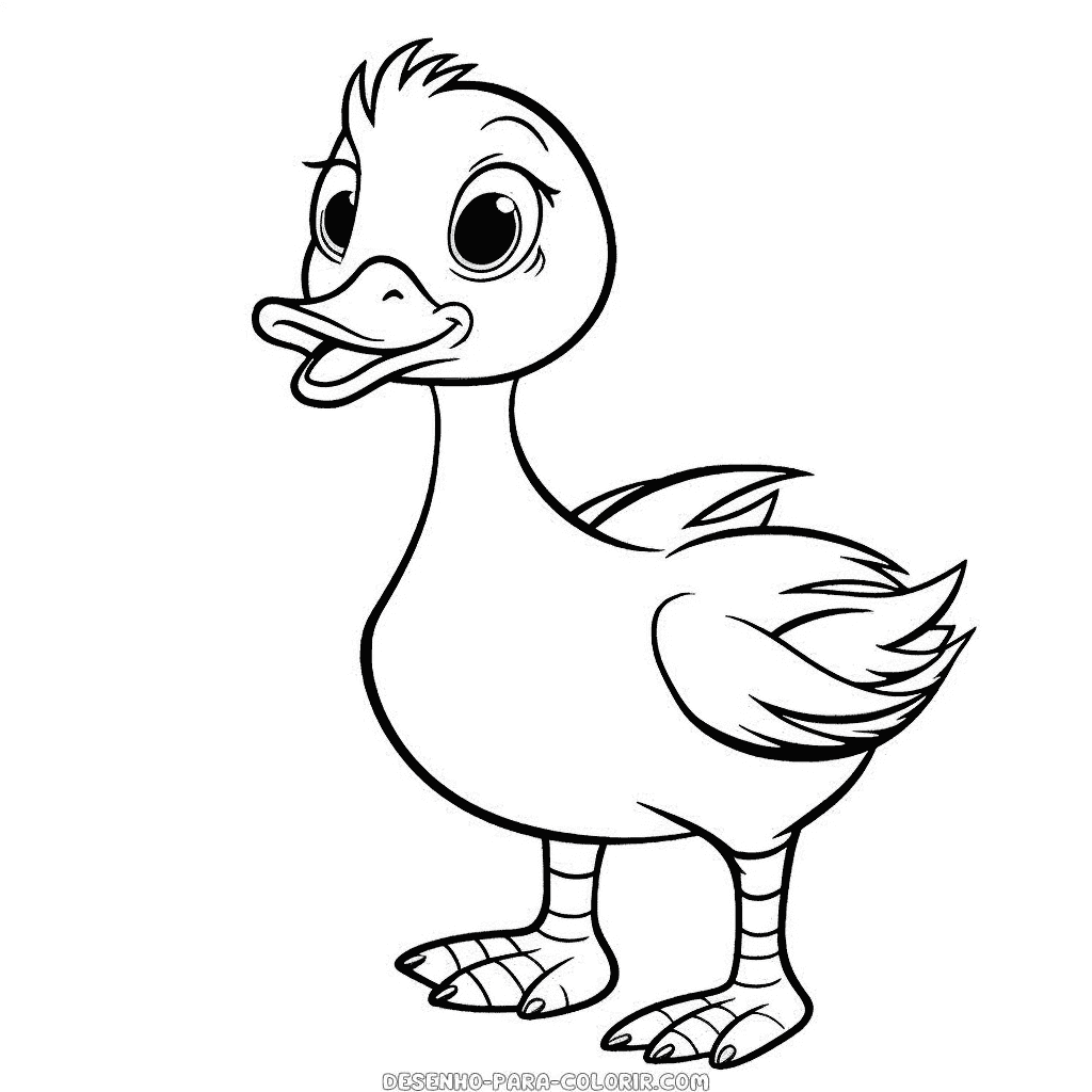 Desenho de pato feliz para colorir