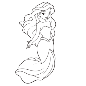 Desenho de ariel a pequena sereia para colorir