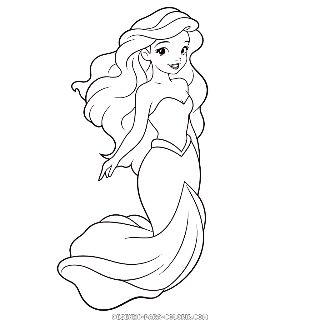 Desenho de ariel a pequena sereia para colorir