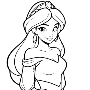 Desenho de jasmim aladim para colorir