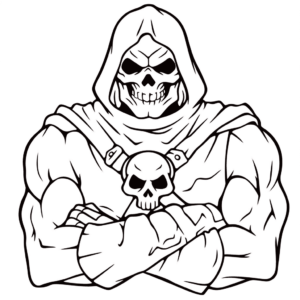 Desenho de mestres esqueletos do universo para colorir