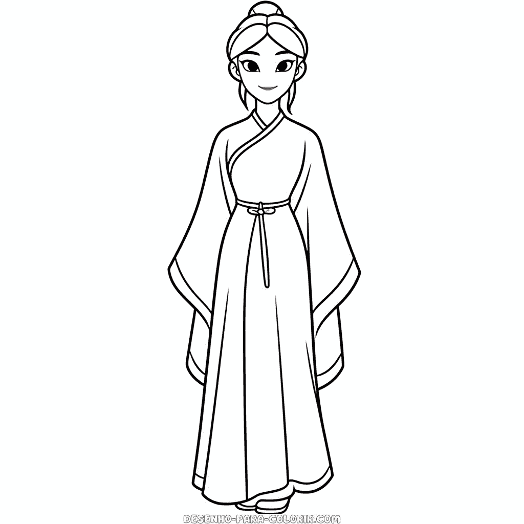 Desenho de mulan para colorir