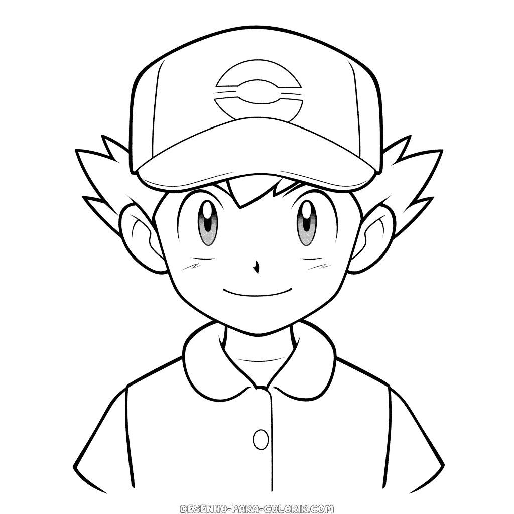 Desenho de pokémon ash ketchum para colorir