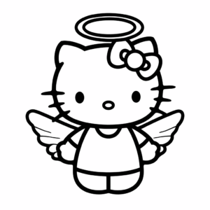 Desenho de anjo hello kitty para colorir