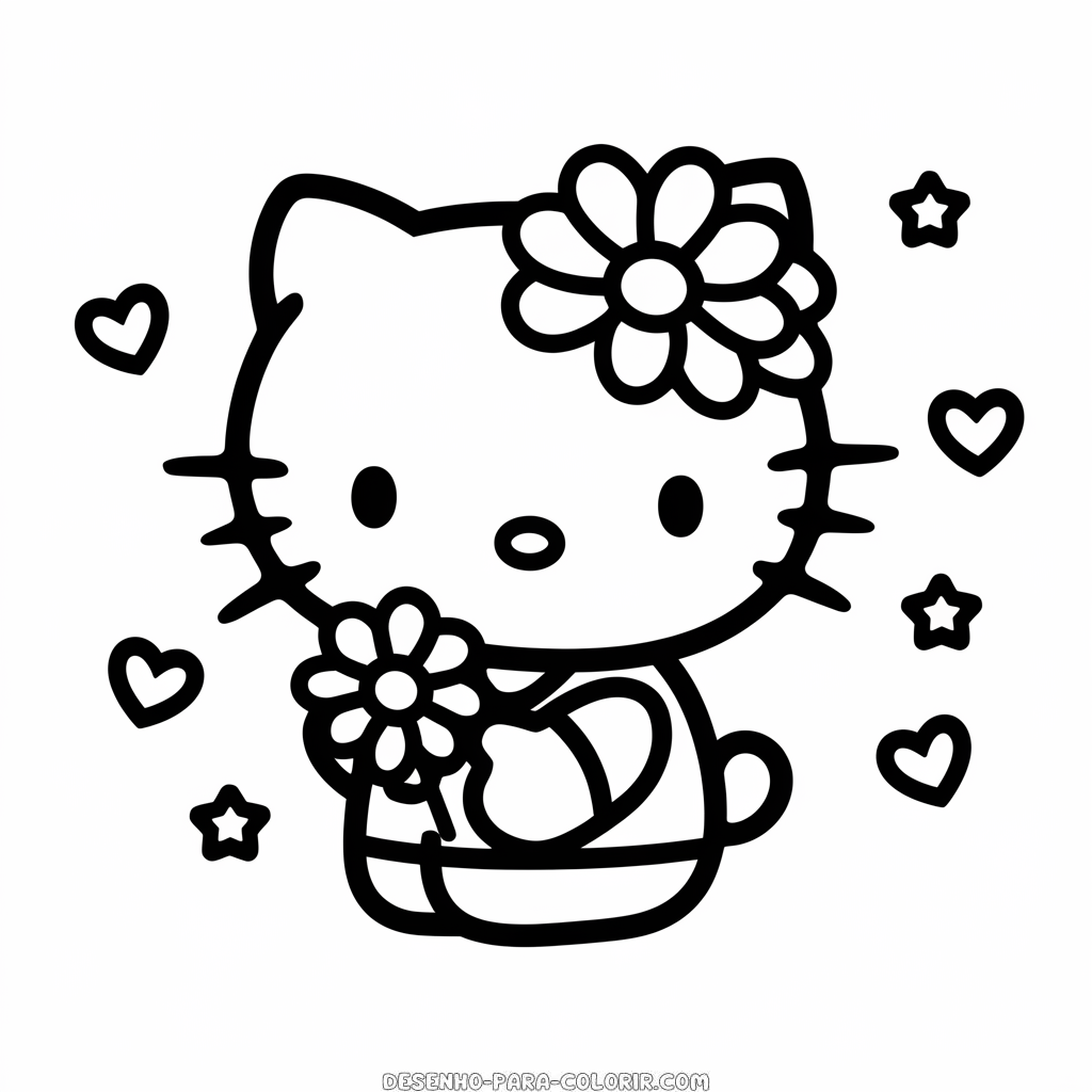 Desenho de hello kitty grátis para colorir