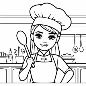 Desenho da Barbie Cozinhando para Colorir